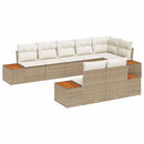 Havesofa Sæt med pude 8 pcs Beige Poly rattan