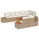 Havesofa Sæt med pude 9 pcs Beige Poly rattan