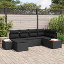 Havesofa Sæt med pude 6 pcs Sort polyrattan