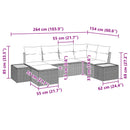 Havesofa Sæt med pude 6 pcs Sort polyrattan