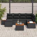 Havesofa Sæt med pude 7 pcs Sort polyrattan