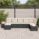 Havesofa Sæt med pude 7 pcs Sort polyrattan
