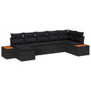 Havesofa Sæt med pude 7 pcs Sort Poly rattan