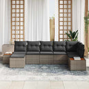 Havesofa Sæt med pude 7 pcs Grå polyrattan