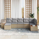 Havesofa Sæt med pude 7 pcs Beige polyrattan