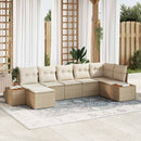 Havesofa Sæt med pude 7 pcs Beige polyrattan