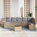 Havesofa Sæt med pude 8 pcs Beige Poly rattan