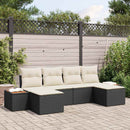 Havesofa Sæt med pude 6 pcs Sort polyrattan