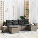 Havesofa Sæt med pude 6 pcs Grå polyrattan