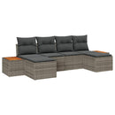 Havesofa Sæt med pude 6 pcs Grå polyrattan