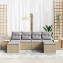 Havesofa Sæt med pude 6 pcs Beige polyrattan