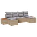 Havesofa Sæt med pude 6 pcs Beige polyrattan