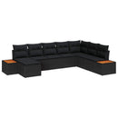 Havesofa Sæt med pude 8 pcs Sort Poly rattan