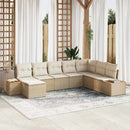 Havesofa Sæt med pude 8 pcs Beige Poly rattan