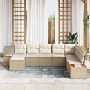 Havesofa Sæt med pude 8 pcs Beige Poly rattan