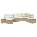 Havesofa Sæt med pude 8 pcs Beige Poly rattan