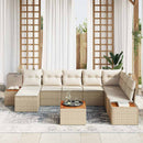 Havesofa Sæt med pude 9 pcs Beige Poly rattan