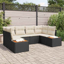 Havesofa Sæt med pude 6 pcs Sort polyrattan