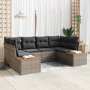 Havesofa Sæt med pude 6 pcs Grå polyrattan