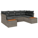 Havesofa Sæt med pude 6 pcs Grå polyrattan