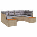 Havesofa Sæt med pude 6 pcs Beige polyrattan