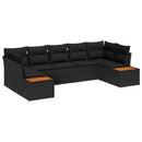 Havesofa Sæt 7 stk. Sort polyrattan