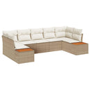 Havesofa Sæt med pude 7 pcs Beige polyrattan