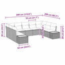 Havesofa Sæt med pude 9 pcs Sort Poly rattan