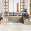 Havesofa Sæt med pude 9 pcs Beige Poly rattan