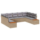 Havesofa Sæt med pude 9 pcs Beige Poly rattan