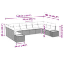 Havesofa Sæt med pude 10 pcs Sort Poly rattan