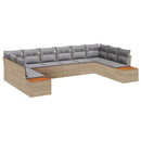Havesofa Sæt med pude 10 pcs Beige Poly rattan
