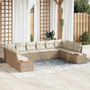 Havesofa Sæt med pude 10 pcs Beige Poly rattan