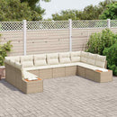 Havesofa Sæt med pude 10 pcs Beige Poly rattan