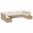 Havesofa Sæt med pude 10 pcs Beige Poly rattan