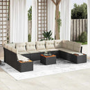 Havesofa Sæt med pude 11 pcs Sort Poly rattan