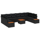 Havesofa Sæt med pude 11 pcs Sort Poly rattan