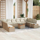 Havesofa Sæt med pude 11 pcs Beige Poly rattan