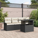 Havesofa Sæt med pude 5 pcs Sort polyrattan