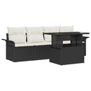 Havesofa Sæt med pude 5 pcs Sort polyrattan