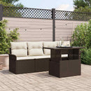 Havesofa Sæt med pude 5 pcs Brun polyrattan