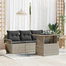 Havesofa Sæt med pude 5 pcs Lysegrå polyrattan