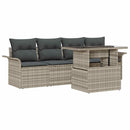 Havesofa Sæt med pude 5 pcs Lysegrå polyrattan