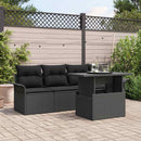 Havesofa Sæt med pude 5 pcs Sort polyrattan