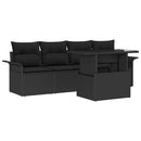 Havesofa Sæt med pude 5 pcs Sort polyrattan