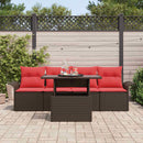 Havesofa Sæt med pude 5 pcs Brun polyrattan