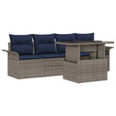 Havesofa Sæt med pude 5 pcs Grå polyrattan