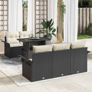 Havesofa Sæt med pude 6 pcs Sort polyrattan