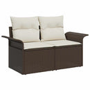 Havesofa Sæt med pude 6 pcs Brun polyrattan