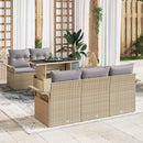 Havesofa Sæt med pude 6 pcs Beige polyrattan